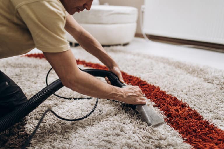 man cleaning carpet using a machine in wellington